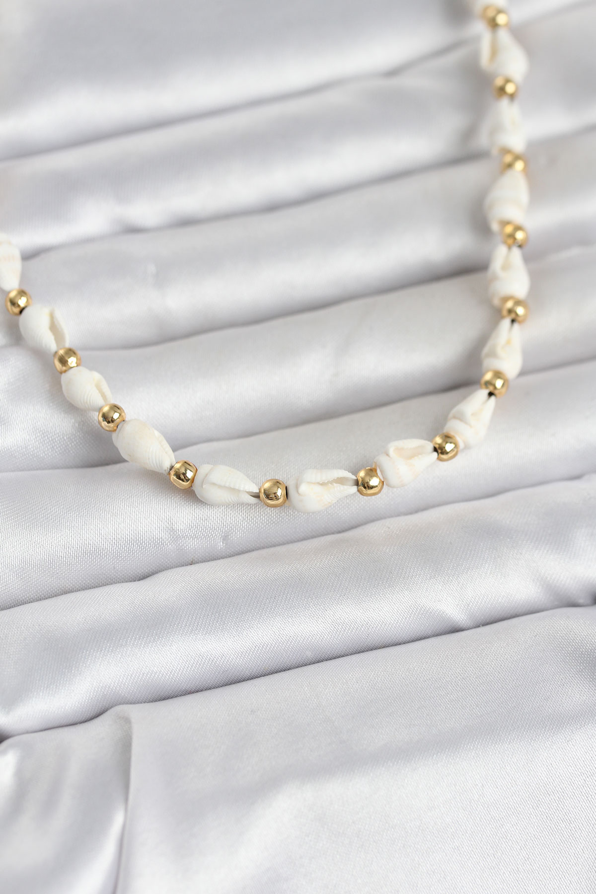 Beyaz Doğal Deniz Kabuğu Dizi Kadın Kolye